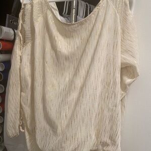 Heart Soul Cream Asymmetrical Ruched Long Sleeve Blouse